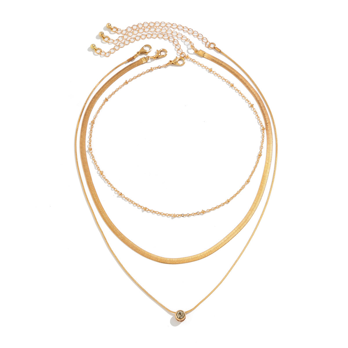 Wholesale Snake bone chain contrasting diamond multi-layer heart-shaped necklace